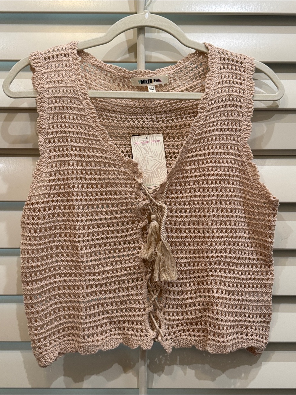 Hand-Knit Lace-Up Crochet Tank